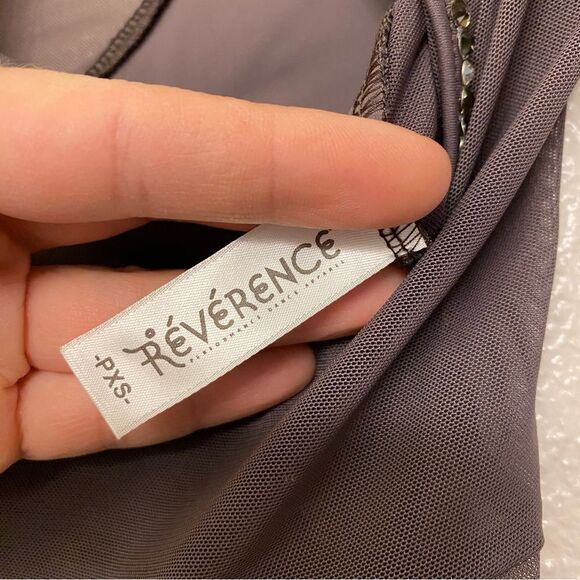 Reverence solo gray Custom rhinestoned dance costume long sleeve PXS (adult XS) - Picture 11 of 12